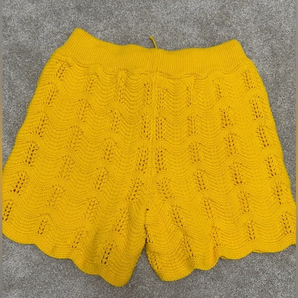 Casablanca Men’s Crochet Shorts in Sunny Yellow size Medium 100% Cotton NWOT